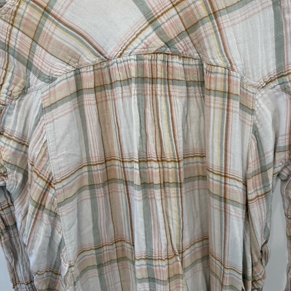 Free People Nordic Day Plaid Lace-Up Tunic Shirt Size Large - Picture 12 of 13